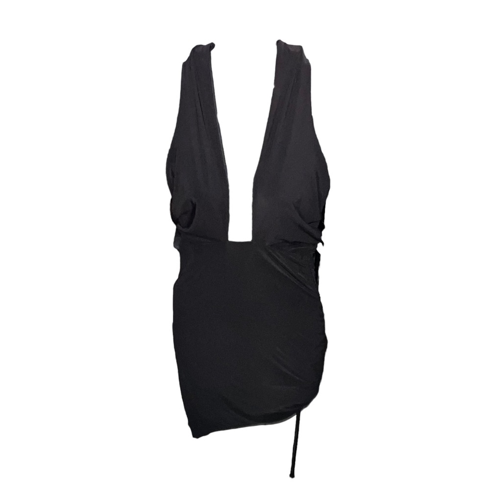 NEW 21 Saints Black Side Ruched Bodycon Asymmetrical Halter Dress Women’s Size S